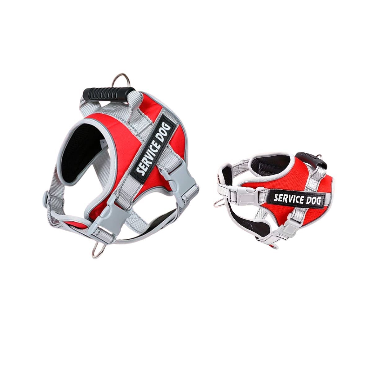 PACK6 PECHERA COMODA SERVICE DOG TALLA L ROJO CON ASA Y+REGALO STICKER - 2