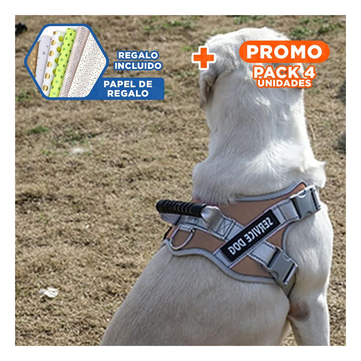 PACK4 ARNES RESISTENTE SERVICE DOG TALLA XL MARRON CON ASA Y+PAPEL REGALO - 1