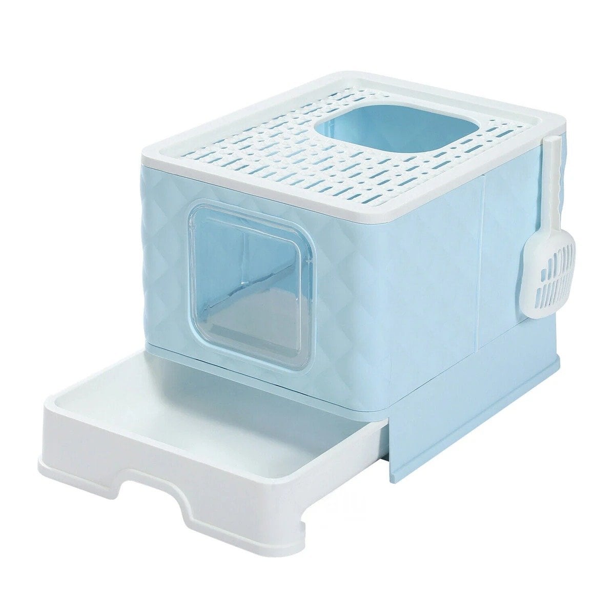 PACK2 ARENERO DE GATO FORMA CUBO EN CELESTE CON BANDEJA INTERIOR DESMONTABLE Y+REGALO STICKER - 2