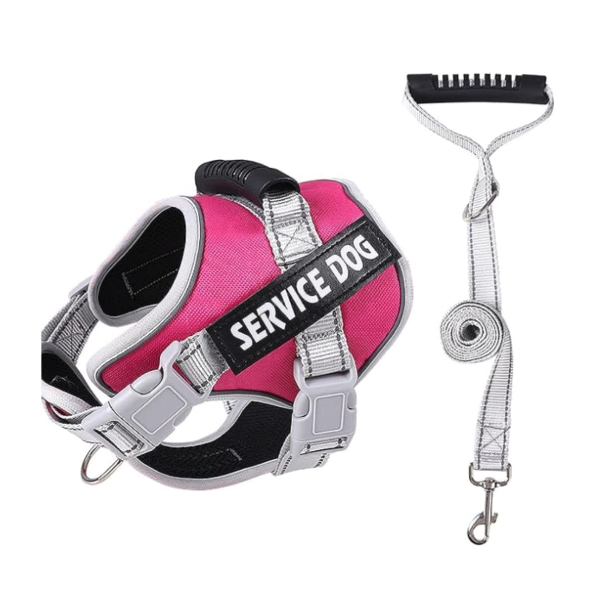 PECHERA AJUSTABLE SERVICE DOG TALLA XL FUCSIA CON ASA Y+LIGAS REGALO - 3