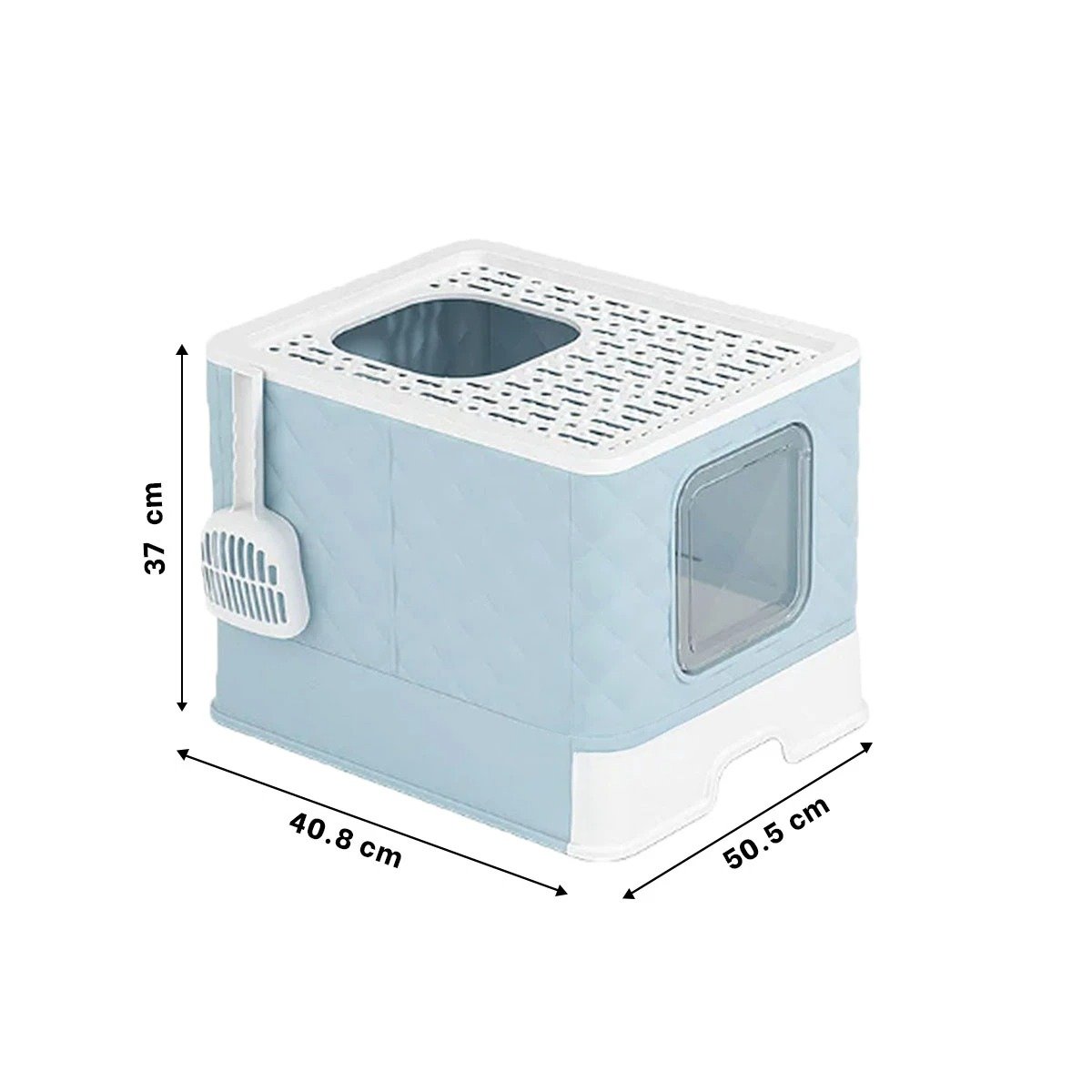 PACK4 SANITARIO TIPO CUBO DE GATO EN COLOR CELESTE CON ACCESORIO CERNIDOR Y+PAPEL REGALO - 4
