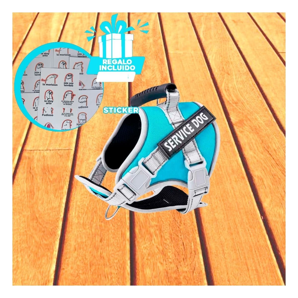 PETO PROFESIONAL SERVICE DOG TALLA XL TURQUEZA CON ASA Y+REGALO STICKER - 1