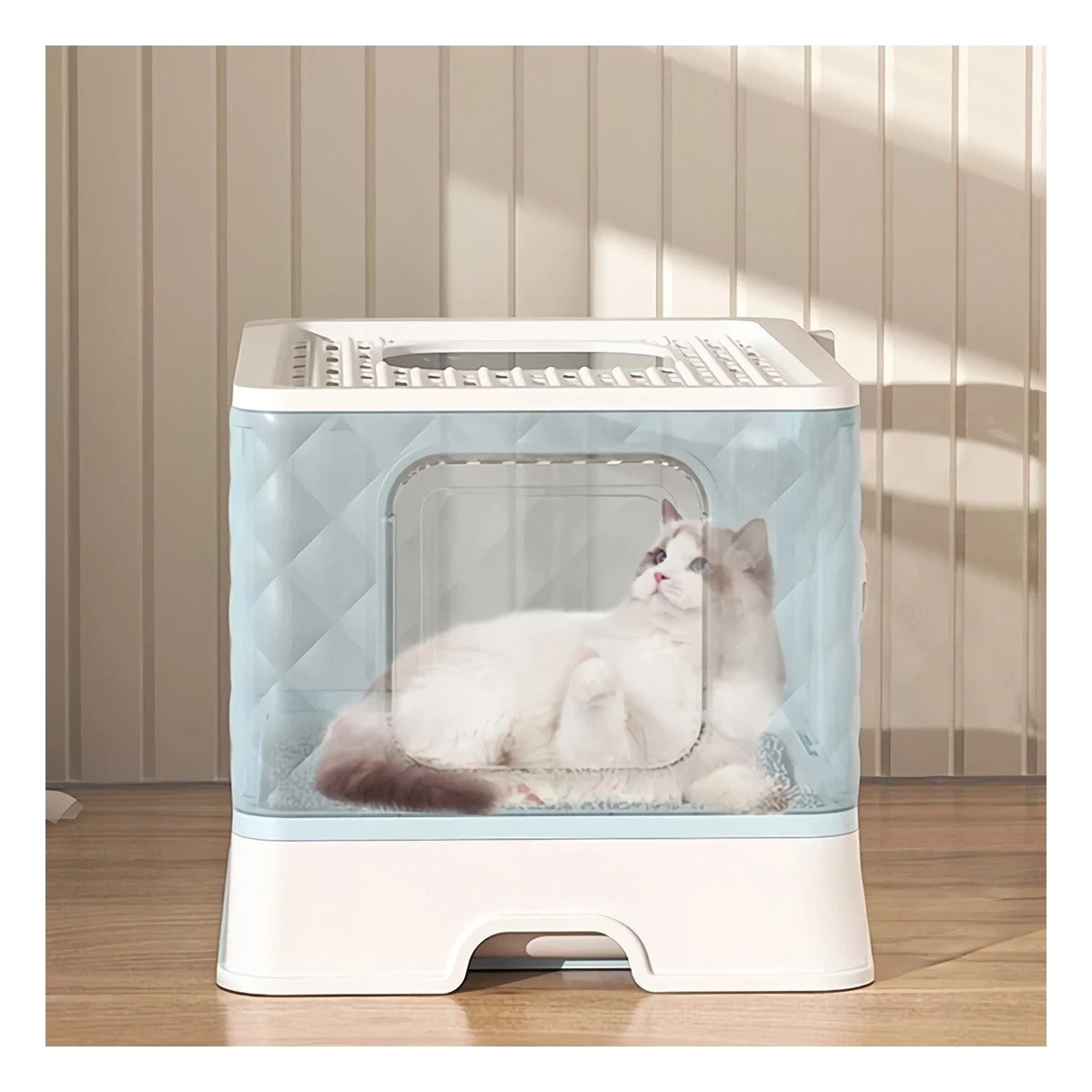PACK4 SANITARIO HIGIENICO EN COLOR CELESTE PARA GATO CON SISTEMA DESMONTABLE Y+REGALO STICKER - 5