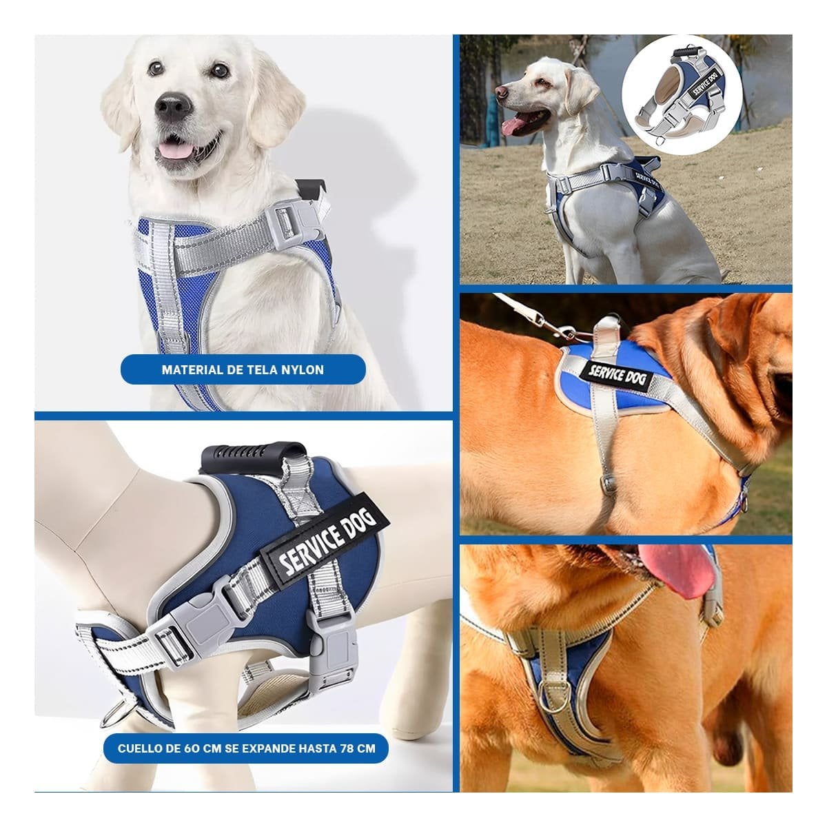 ARNES AJUSTABLE SERVICE DOG TALLA XL AZUL CON ASA Y+POST IT - 1