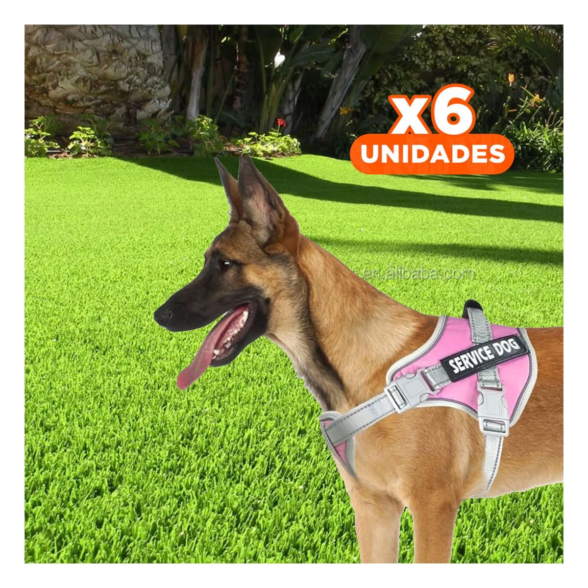 PACK6 PECHERA COMODA SERVICE DOG TALLA XL FUCSIA CON ASA Y+REGALO STICKER - 1