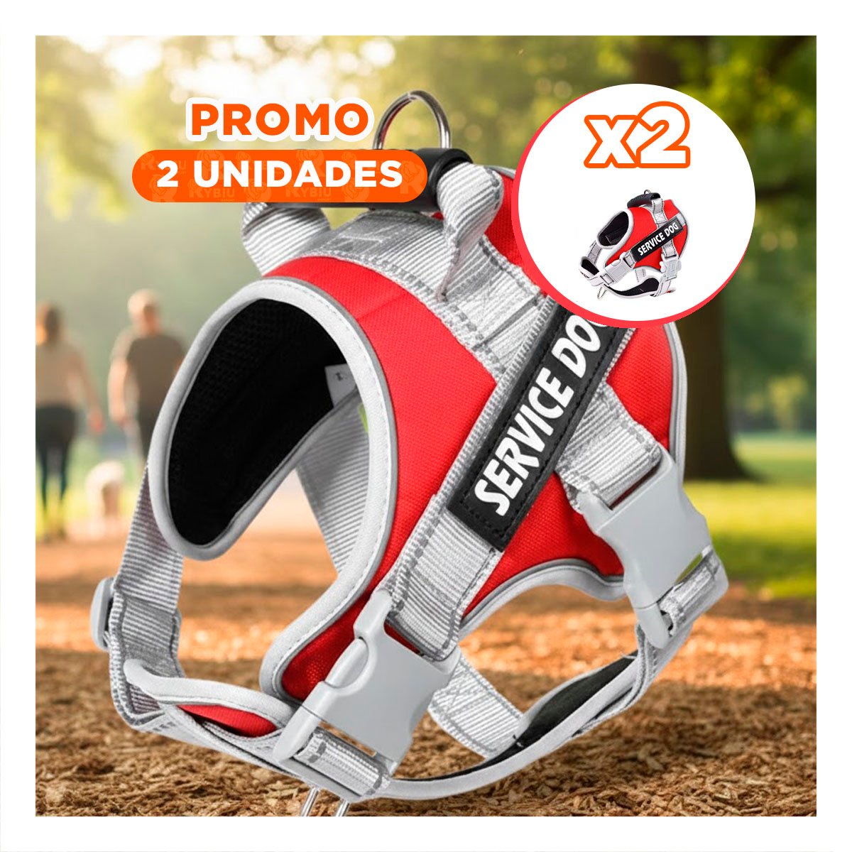PACK2 PETO AJUSTABLE SERVICE DOG TALLA L ROJO CON ASA Y+REGALO STICKER - 1