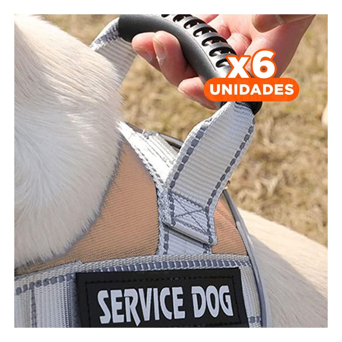 PACK6 PECHERA COMODA SERVICE DOG TALLA XL MARRON CON ASA Y+REGALO STICKER - 1
