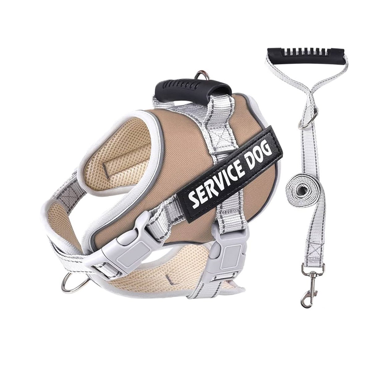 PACK6 PECHERA COMODA SERVICE DOG TALLA XL MARRON CON ASA Y+REGALO STICKER - 2