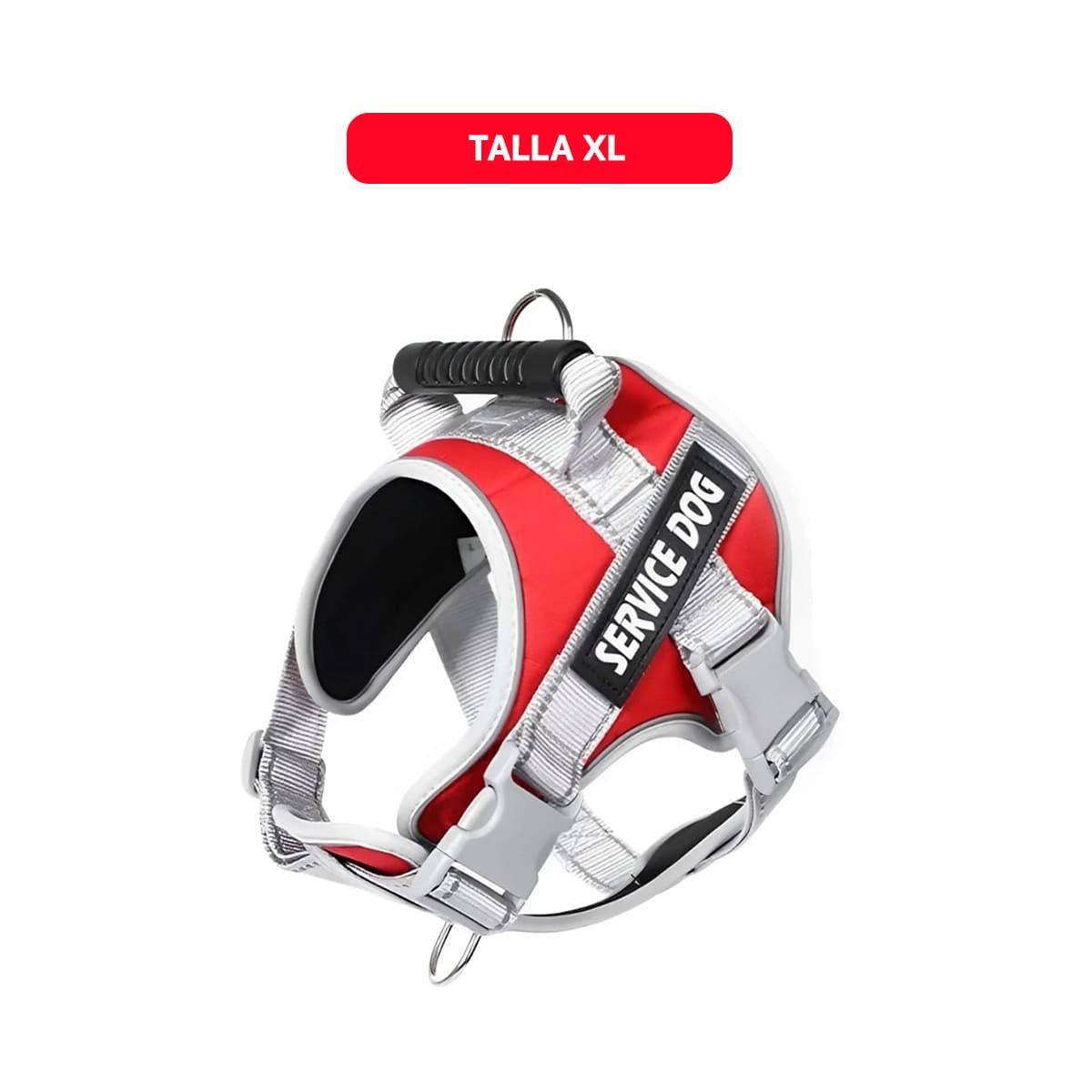 PETO PROFESIONAL SERVICE DOG TALLA XL ROJO CON ASA Y+REGALO STICKER - 4