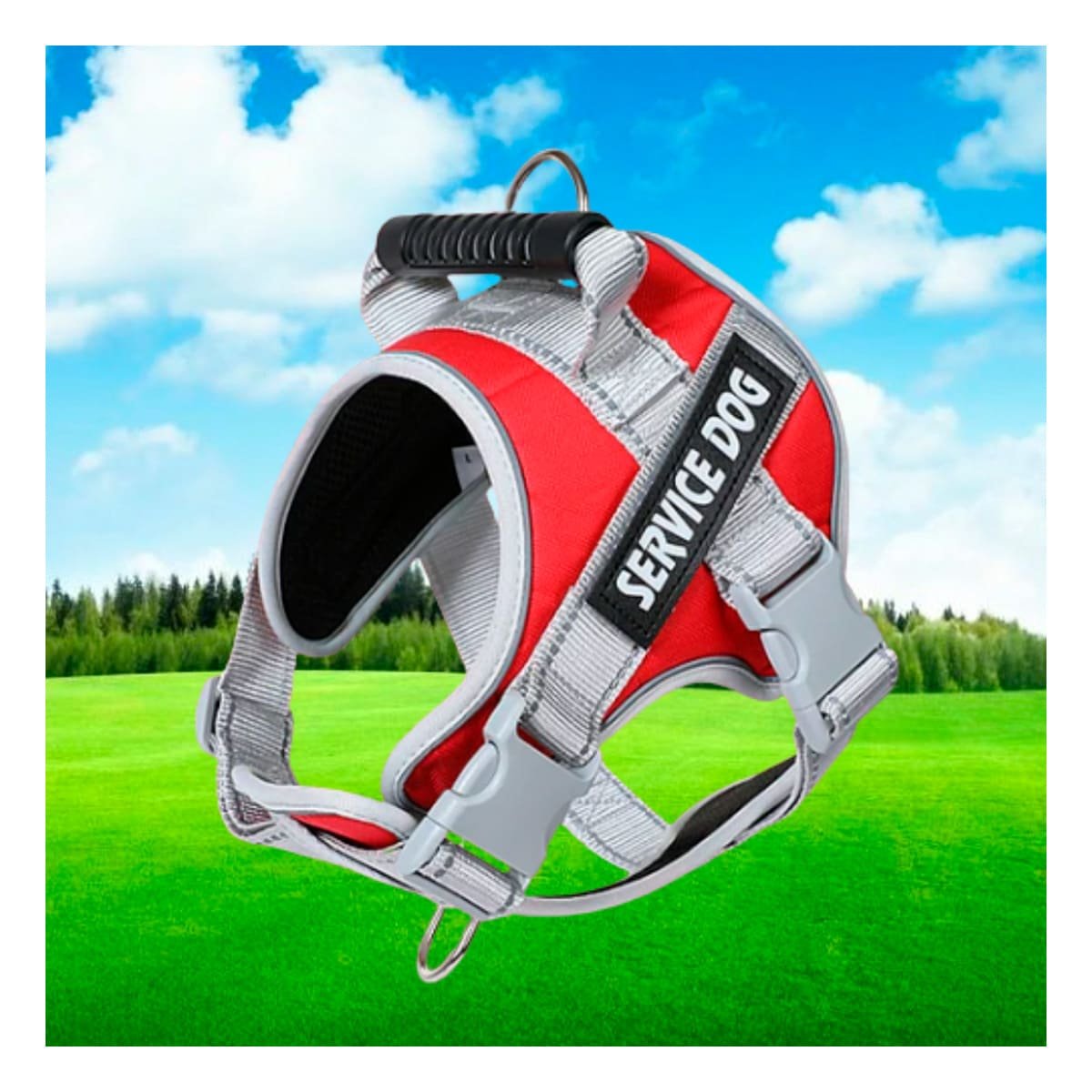 HARNESS PROFESIONAL SERVICE DOG TALLA L ROJO CON ASA Y+PAPEL REGALO - 5