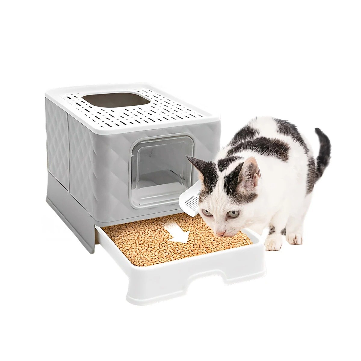 PACK4 SANITARIO TIPO CUBO DE GATO EN COLOR PLOMO CON ACCESORIO CERNIDOR Y+PAPEL REGALO - 3