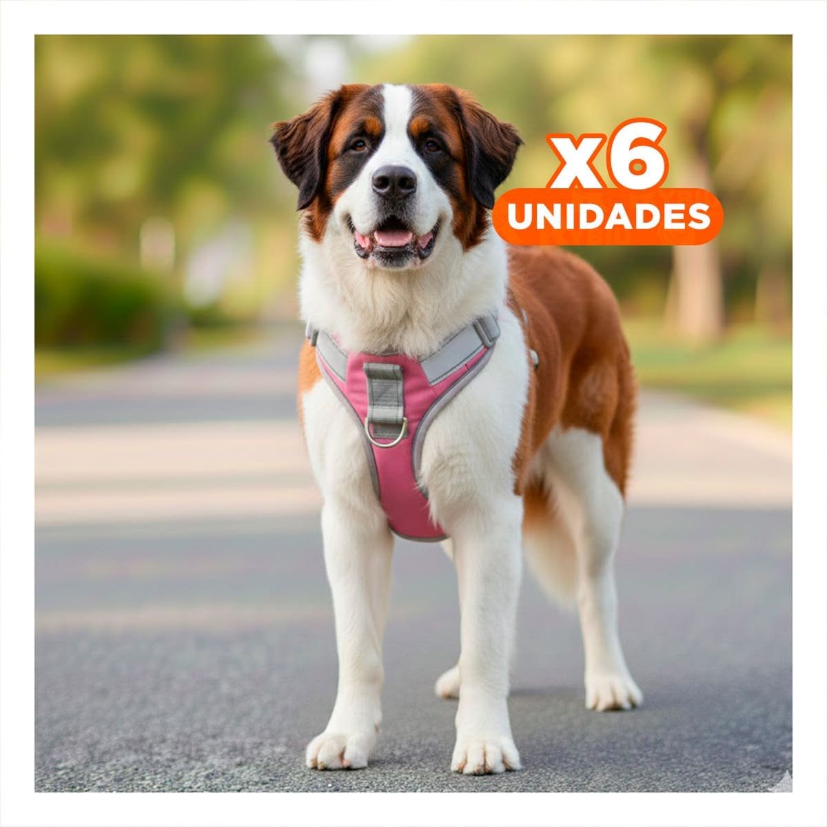 PACK6 PECHERA COMODA SERVICE DOG TALLA XL ROSADO CLARO CON ASA Y+REGALO STICKER - 1