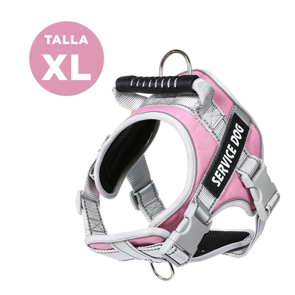 PACK4 CHALECO RESISTENTE SERVICE DOG TALLA XL ROSADO CLARO CON ASA Y+REGALO STICKER - 4