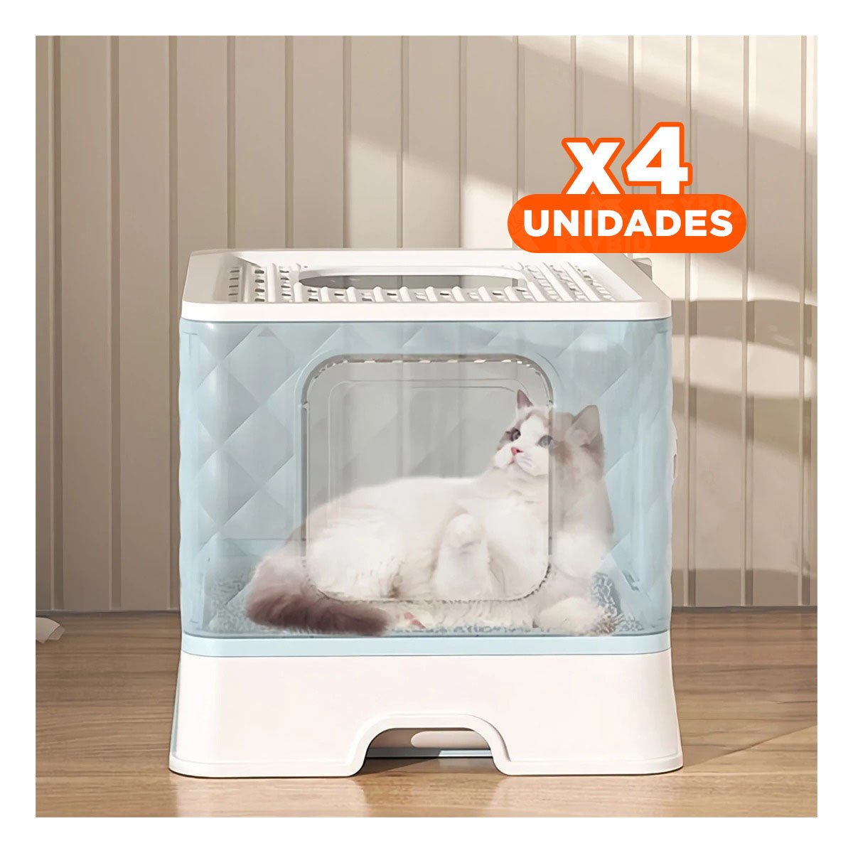PACK4 SANITARIO FUNCIONAL DE GATO EN COLOR CELESTE CON PALA CERNIDORA INCLUIDA - 1