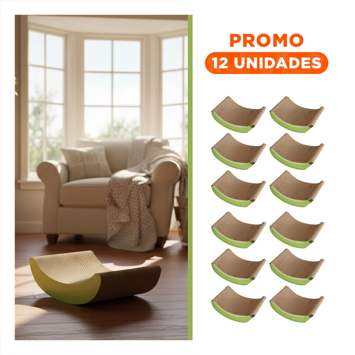PACK12 ESTRUCTURA RASCADOR PLATANO EN COLOR MARRON PARA INTERIOR DEL HOGAR Y+REGALO STICKER - 1