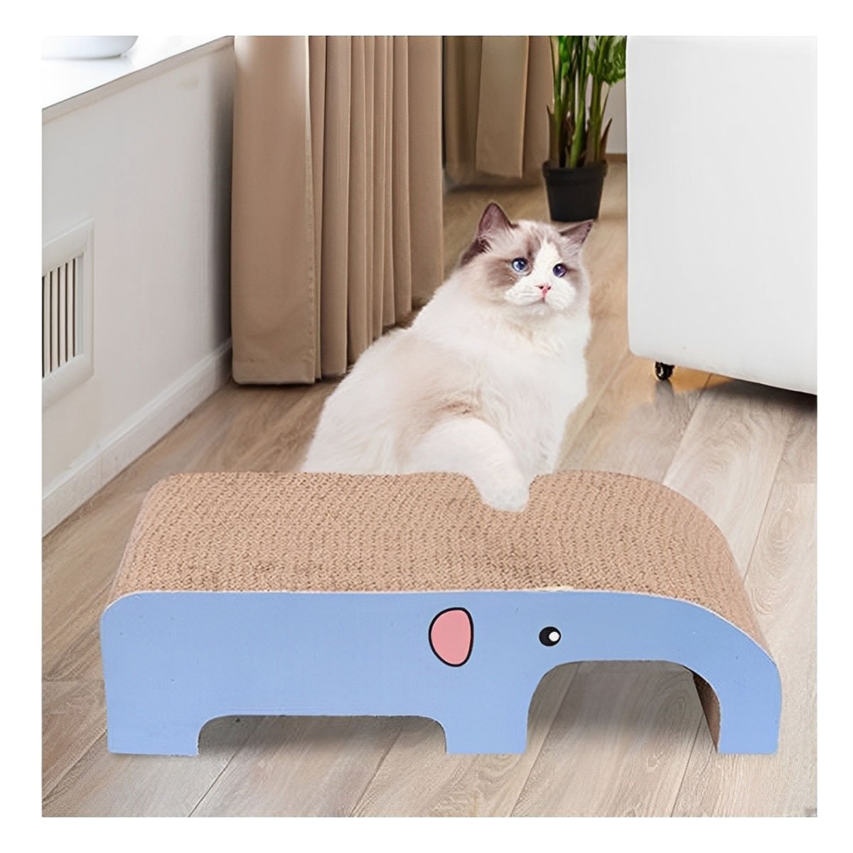 PACK2 RASCADOR PARA GATO EN FORMA DE ELEFANTE EN MARRON CON BASE DE CARTON FIRME Y+PAPEL REGALO - 5