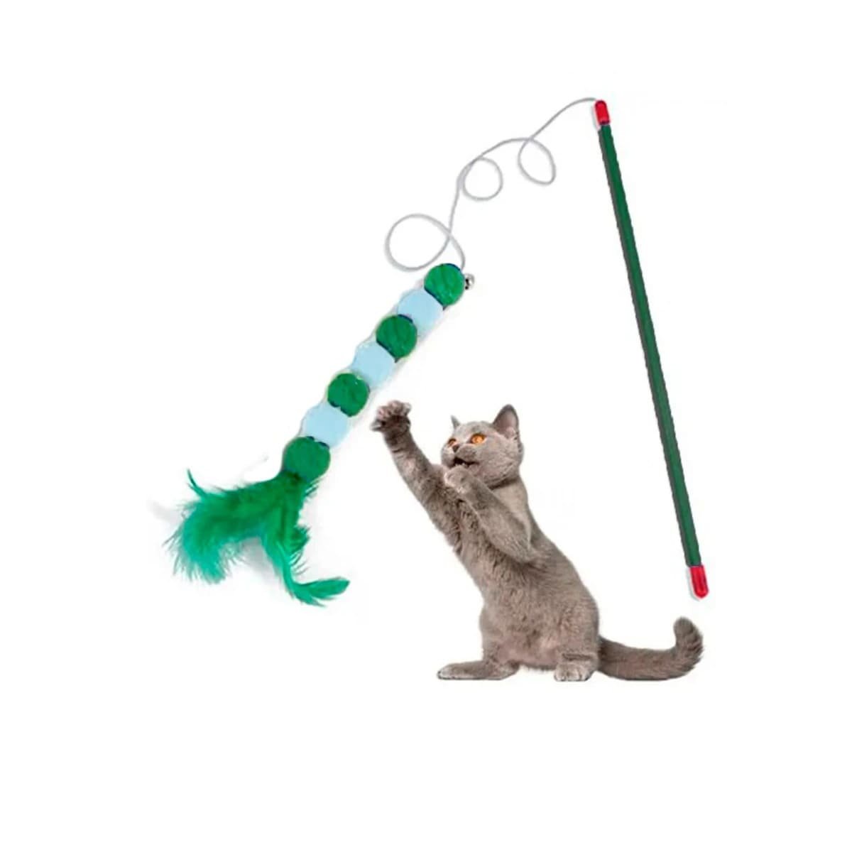 PACK6 ACCESORIO COLOR VERDE CON BOLITAS PLASTICO PARA ESTIMULO DIARIO FELINO Y+REGALO STICKER - 2