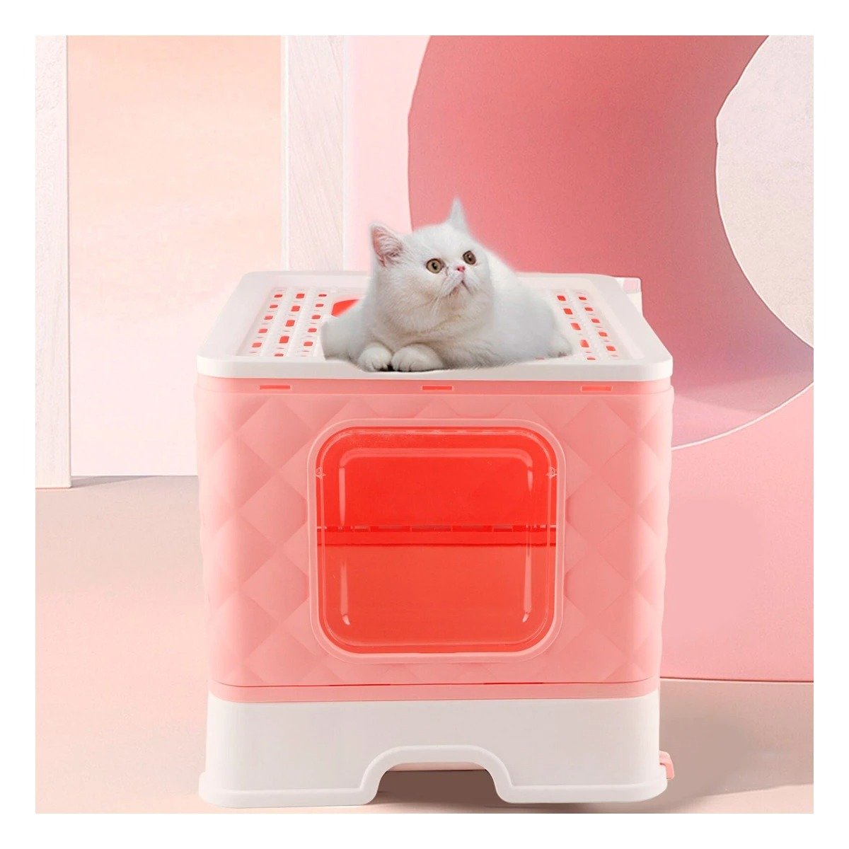 PACK2 ARENERO FUNCIONAL PARA GATO EN COLOR ROSADO CON PALA CERNIDORA Y BASE EXTRAIBLE - 2