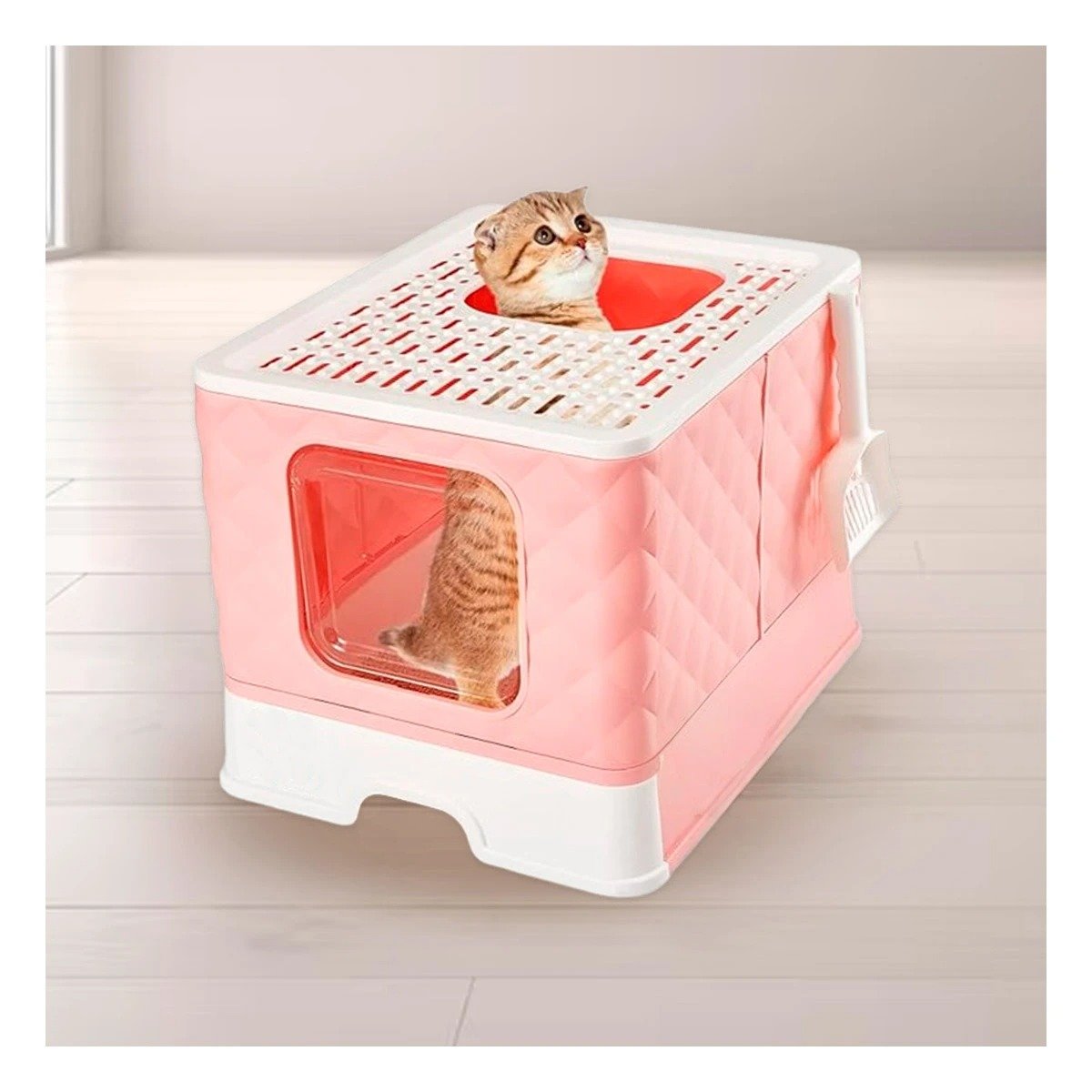 PACK2 ARENERO FUNCIONAL PARA GATO EN COLOR ROSADO CON PALA CERNIDORA Y BASE EXTRAIBLE - 3