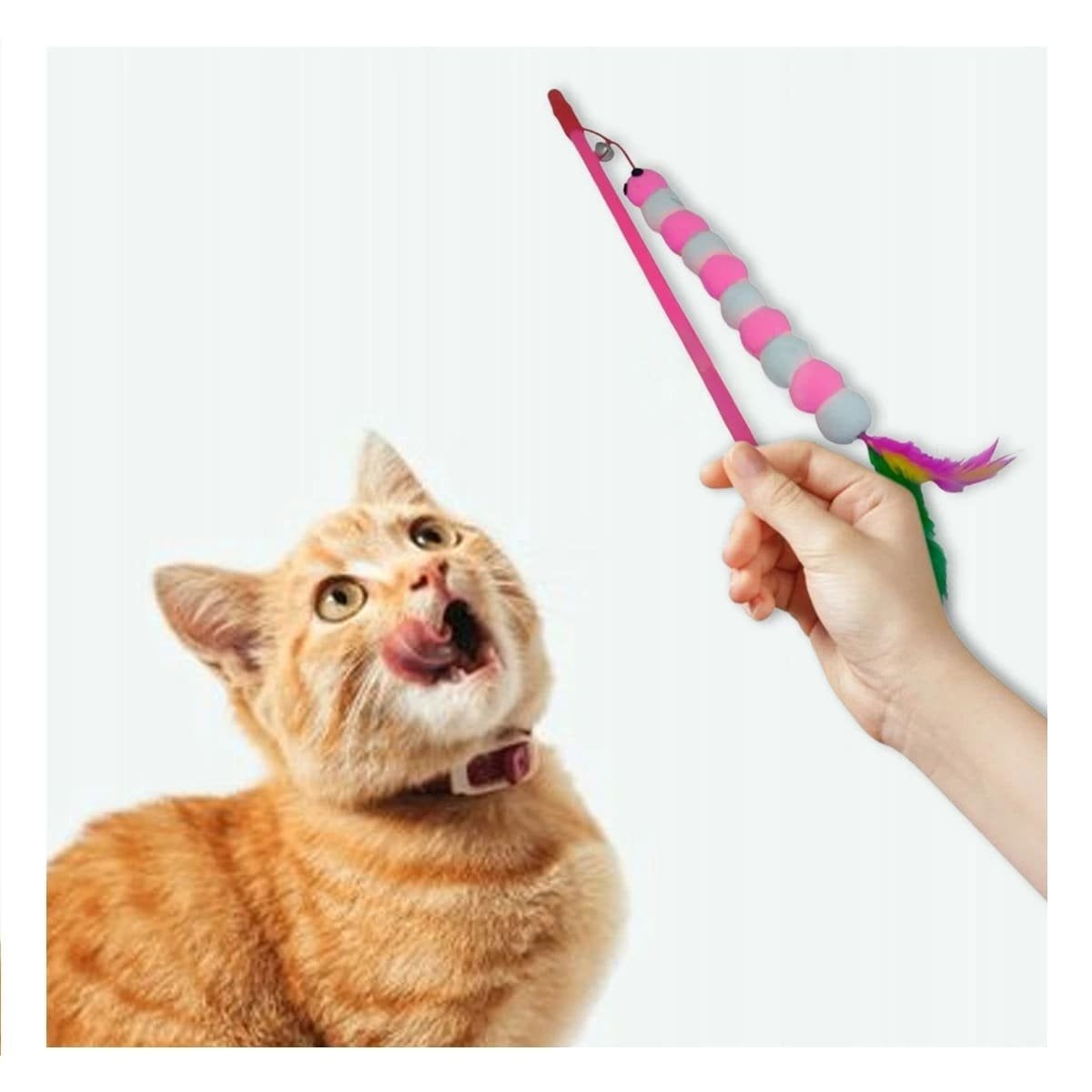 PACK4 VARITA ENTRETENIMIENTO EN COLOR ROSADO CON BOLITAS DE PLASTICO VISIBLE Y LIGERO - 2