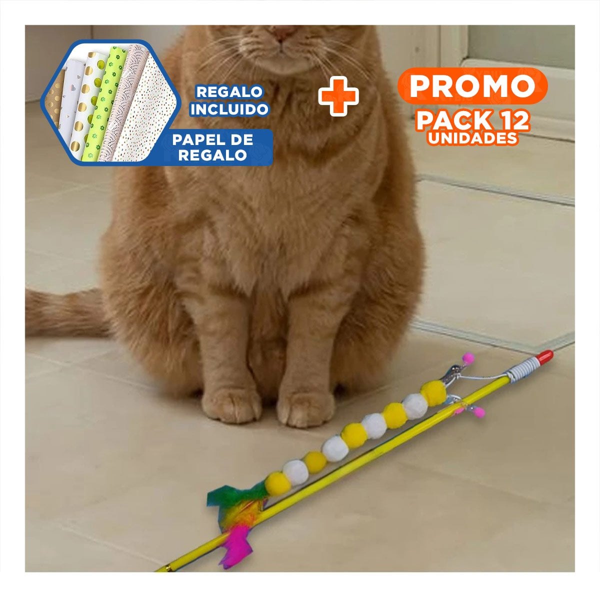 PACK12 ACCESORIO INTERACTIVO EN COLOR AMARRILLO CON BOLITAS PLASTICO FLEXIBLE Y+PAPEL REGALO - 1