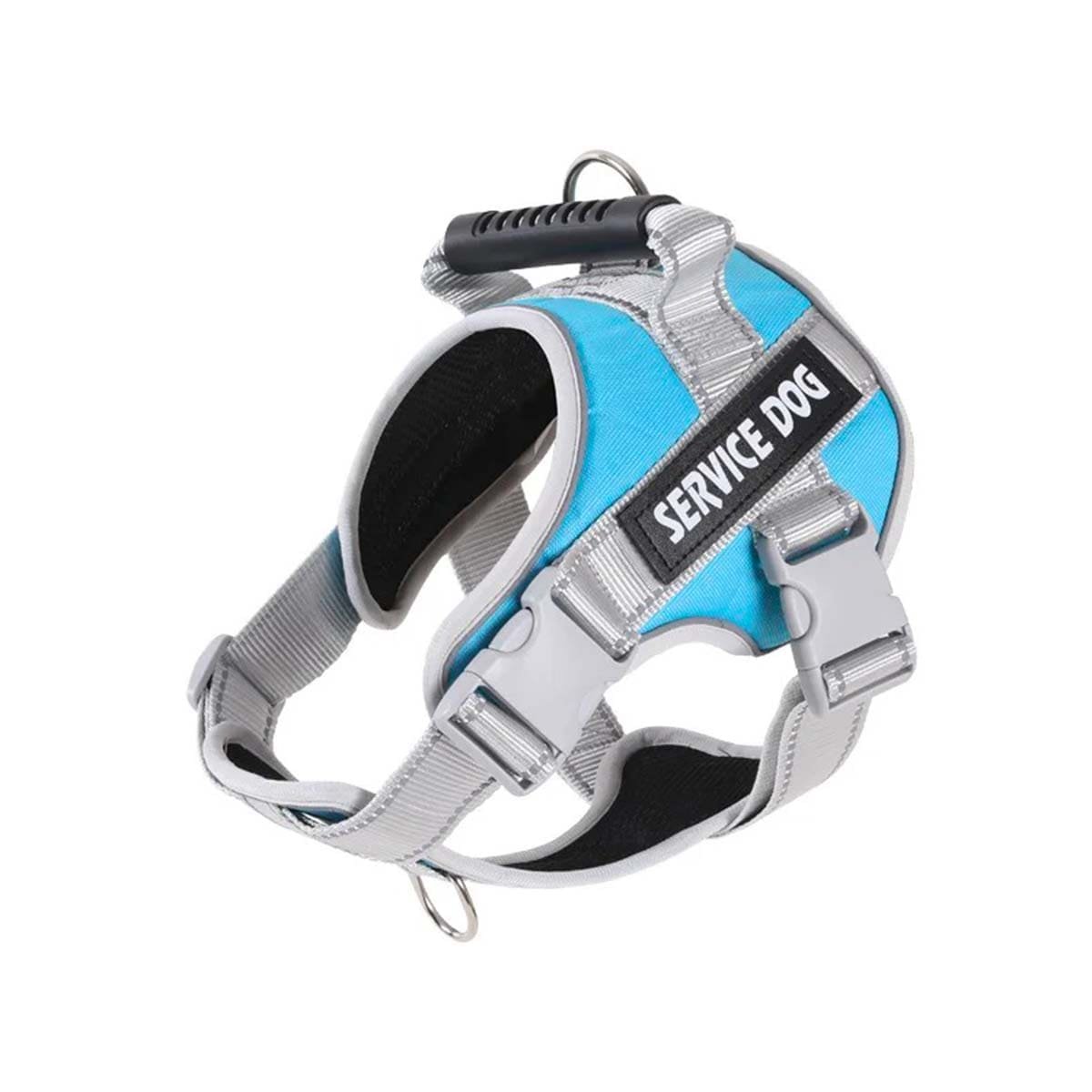 PACK6 PECHERA COMODA SERVICE DOG TALLA XL TURQUEZA CON ASA Y+REGALO STICKER - 2