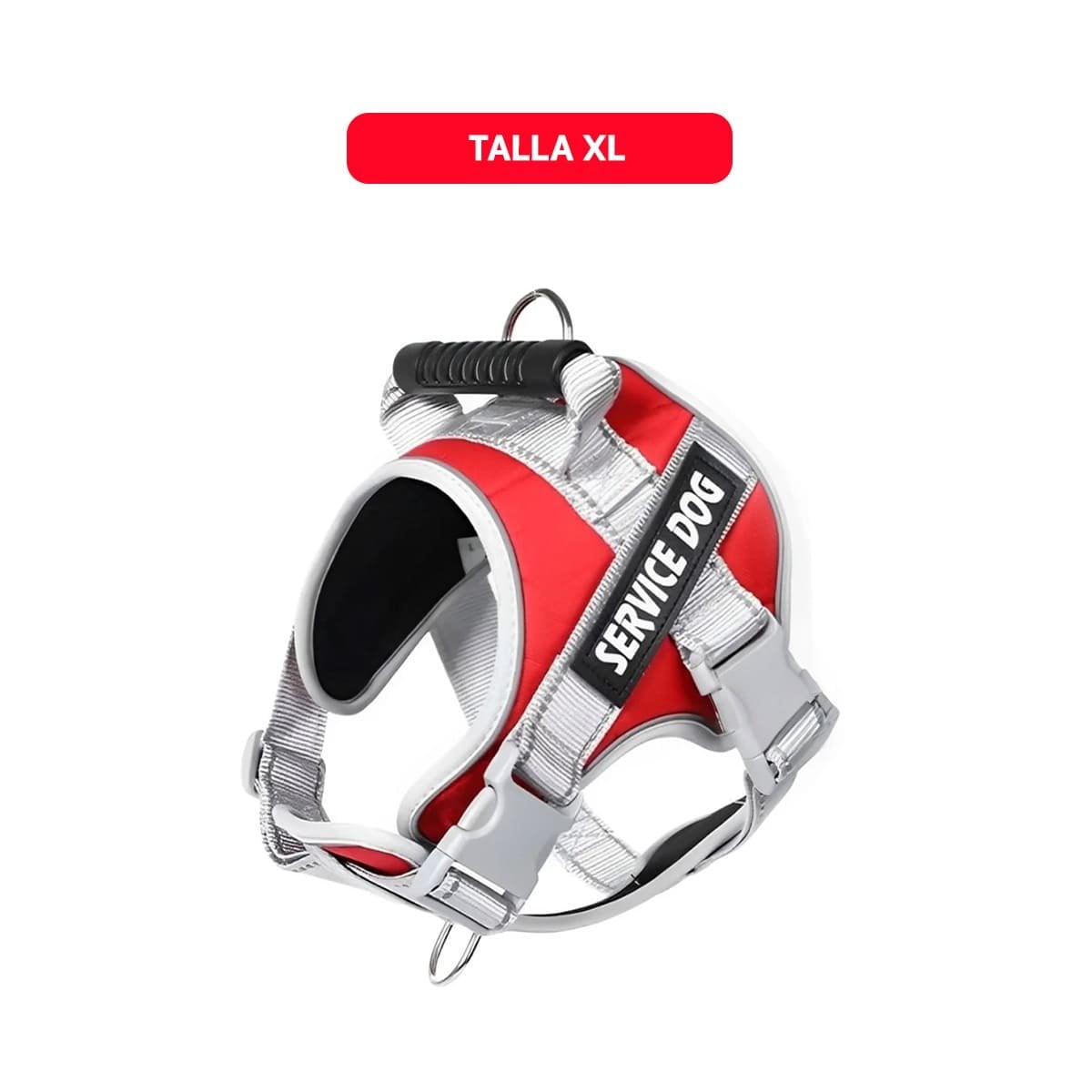 PACK4 PECHERA RESISTENTE SERVICE DOG TALLA XL ROJO CON ASA - 4