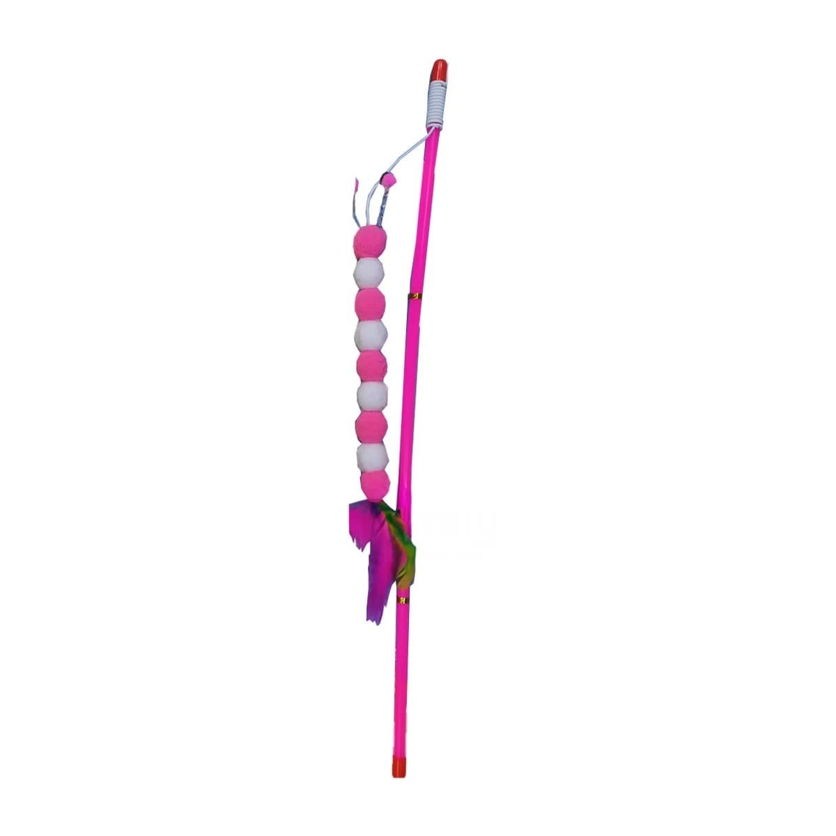 PACK2 VARITA FUNCIONAL PARA GATO CON BOLITAS COLOR ROSADO EN PLASTICO LIVIANO Y+REGALO STICKER - 2