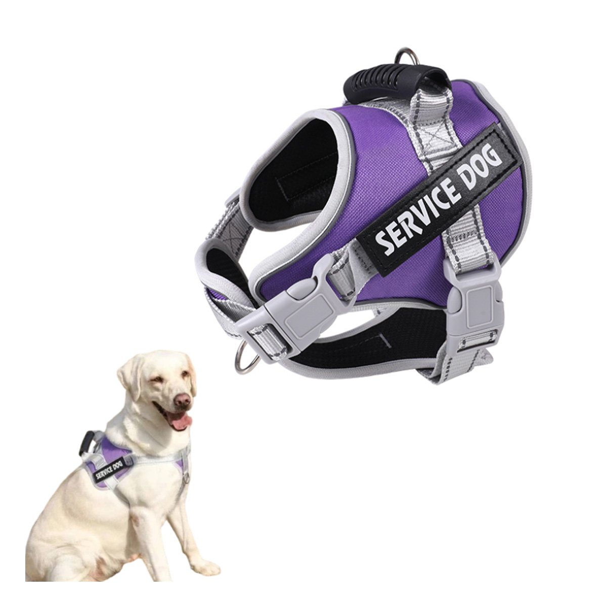 PECHERA AJUSTABLE SERVICE DOG TALLA L MORADO CON ASA Y+LIGAS REGALO - 3