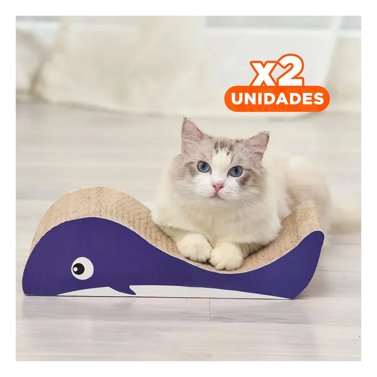PACK2 RASCADOR TIPO BALLENA EN COLOR MARRON DE CARTON CON ESTRUCTURA ESTABLE Y+REGALO STICKER - 1
