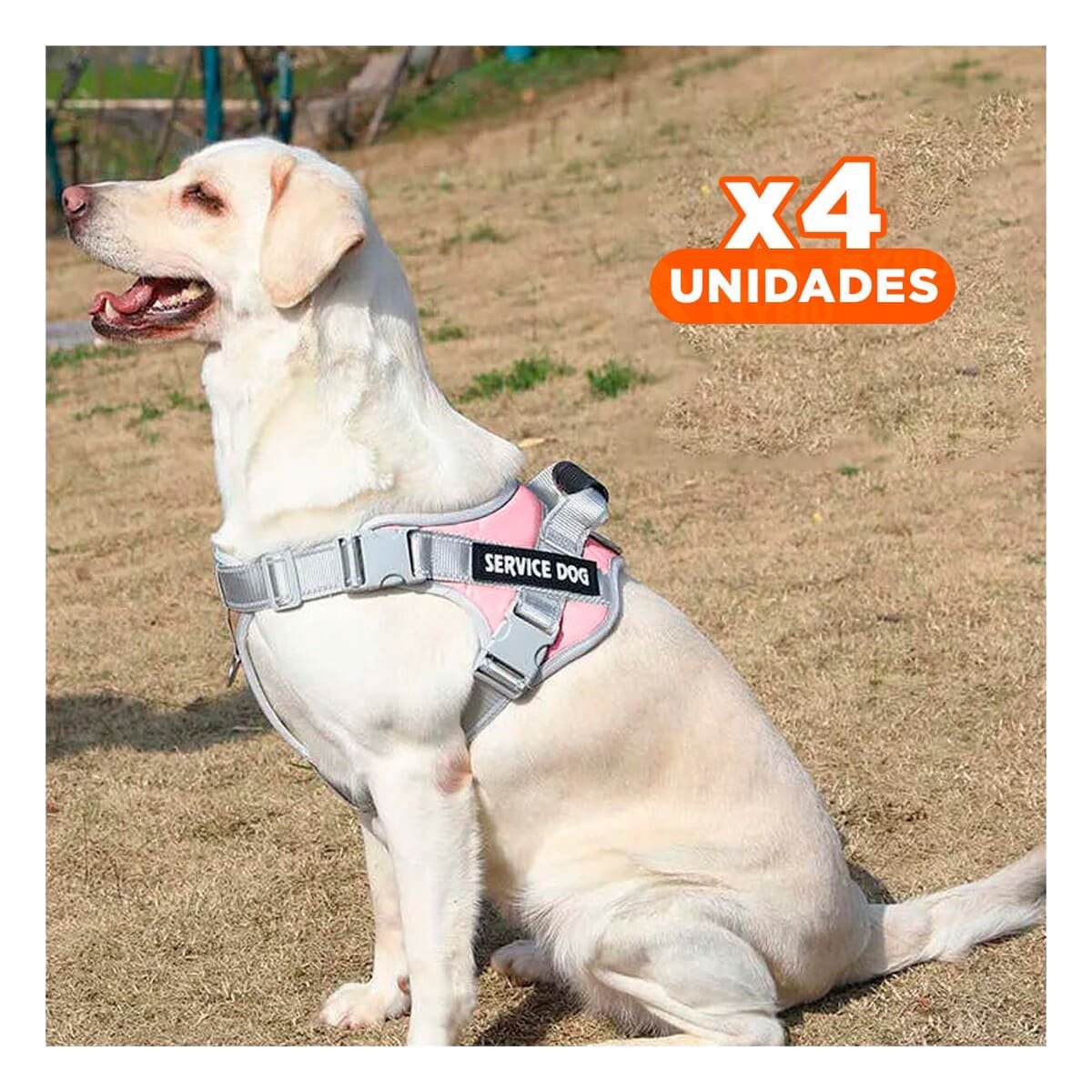 PACK4 PECHERA RESISTENTE SERVICE DOG TALLA XL ROSADO CLARO CON ASA - 1
