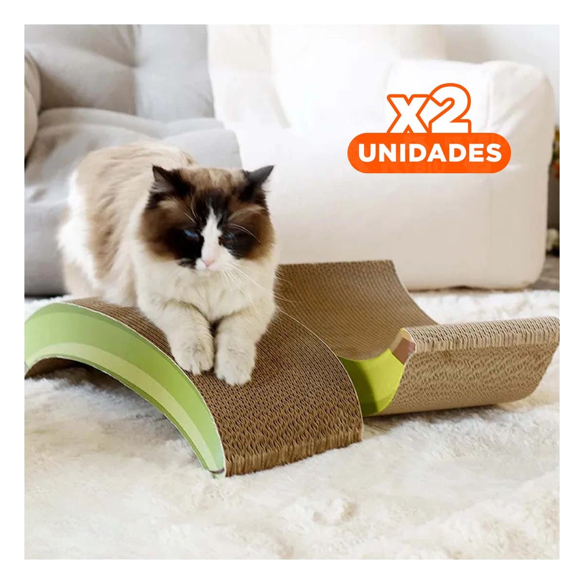 PACK2 RASCADOR TIPO PLATANO EN COLOR MARRON DE CARTON CON ESTRUCTURA ESTABLE Y+REGALO STICKER - 1