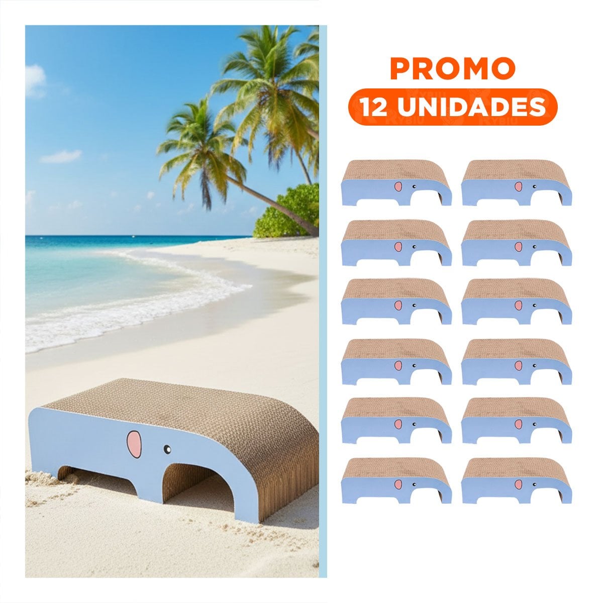PACK12 ESTRUCTURA RASCADOR ELEFANTE EN COLOR MARRON PARA INTERIOR DEL HOGAR Y+REGALO STICKER - 1
