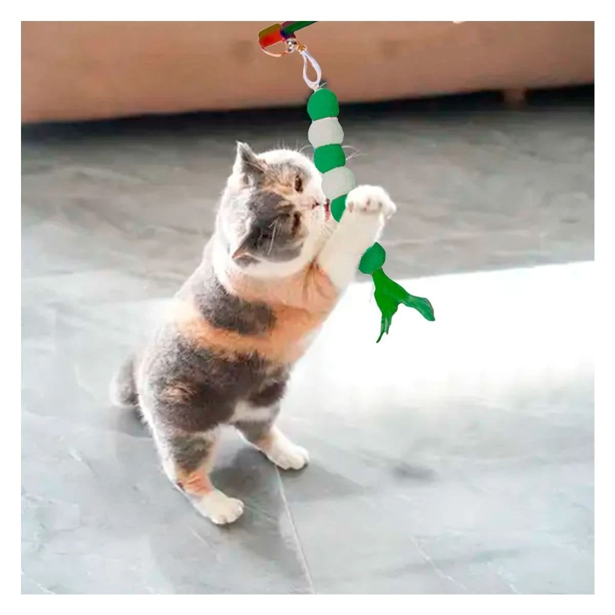 PACK4 VARITA PARA DINAMICA ACTIVA DE GATO CON BOLITAS EN COLOR VERDE INTEGRADAS Y+PAPEL REGALO - 2