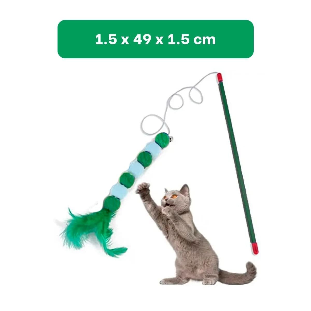 PACK4 VARITA PARA DINAMICA ACTIVA DE GATO CON BOLITAS EN COLOR VERDE INTEGRADAS Y+PAPEL REGALO - 4
