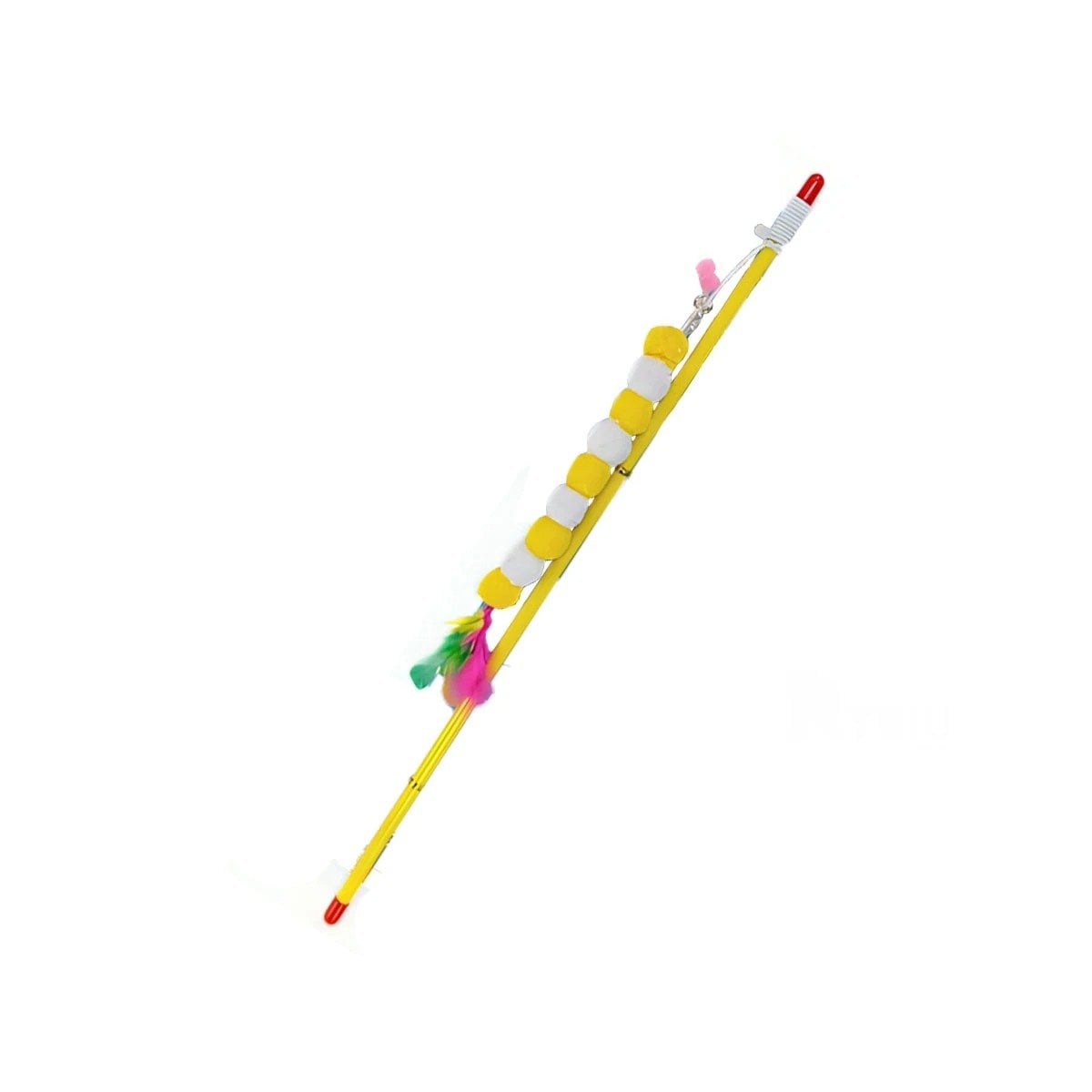 PACK2 VARITA FUNCIONAL PARA GATO CON BOLITAS COLOR AMARRILLO EN PLASTICO Y+REGALO STICKER - 2