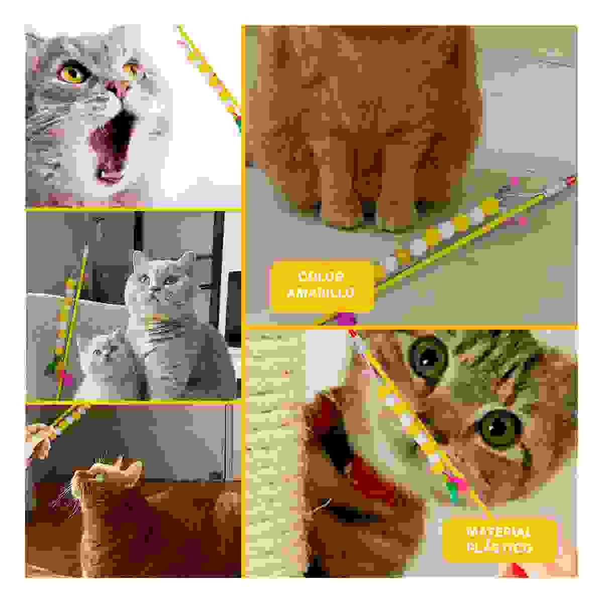 PACK6 ACCESORIO DE PLASTICO PARA GATO CON BOLITAS COLOR AMARRILLO EN JUEGO Y+PAPEL REGALO - 3