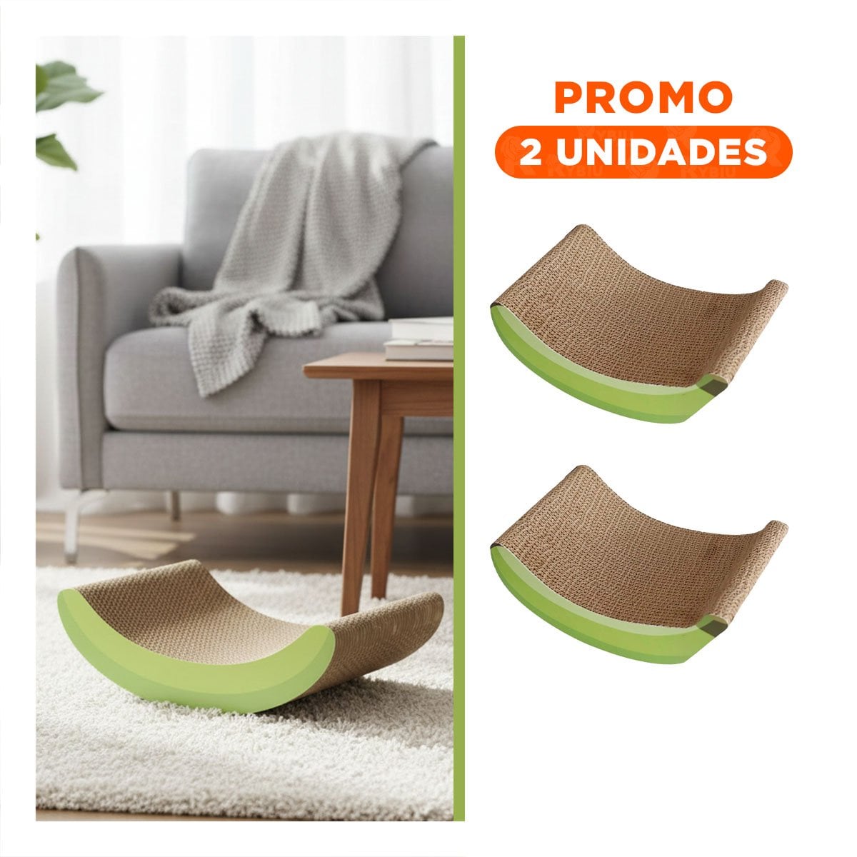 PACK2 RASCADOR DE CARTON EN COLOR MARRON CON SILUETA DE PLATANO ESTILO NATURAL - 1