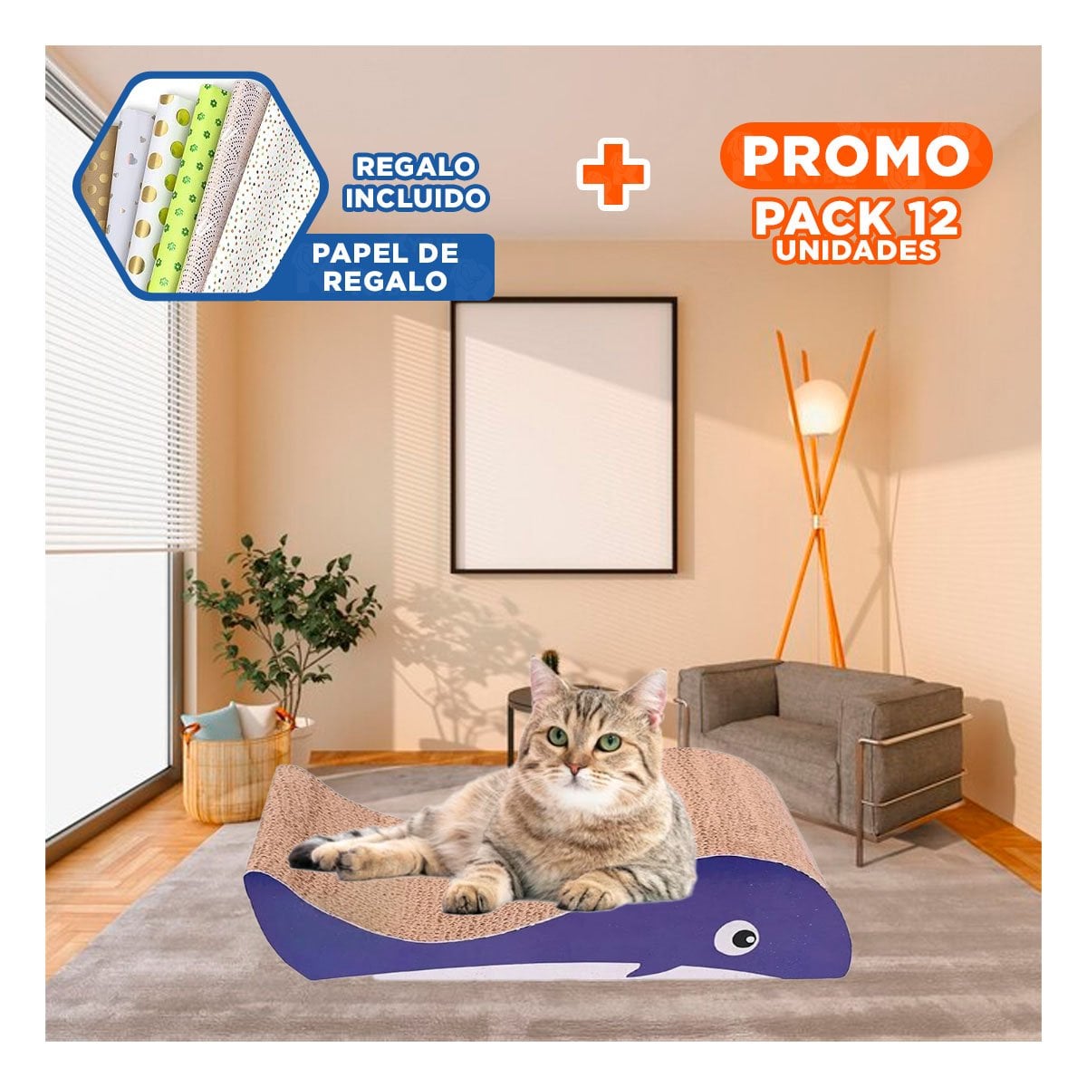 PACK12 ESTRUCTURA CREATIVA BALLENA EN COLOR MARRON CON BASE ESTABLE Y+PAPEL REGALO - 1