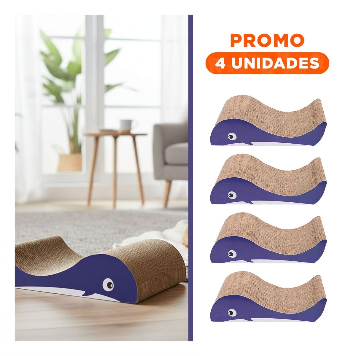 PACK4 MODELO COMPACTO BALLENA EN COLOR MARRON CON BASE DE CARTON REFORZADO Y+REGALO STICKER - 1