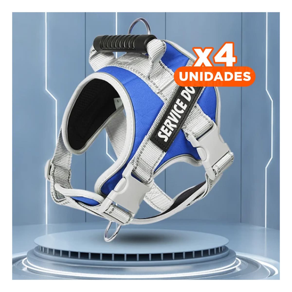 PACK4 PECHERA RESISTENTE SERVICE DOG TALLA XL AZUL CON ASA - 1
