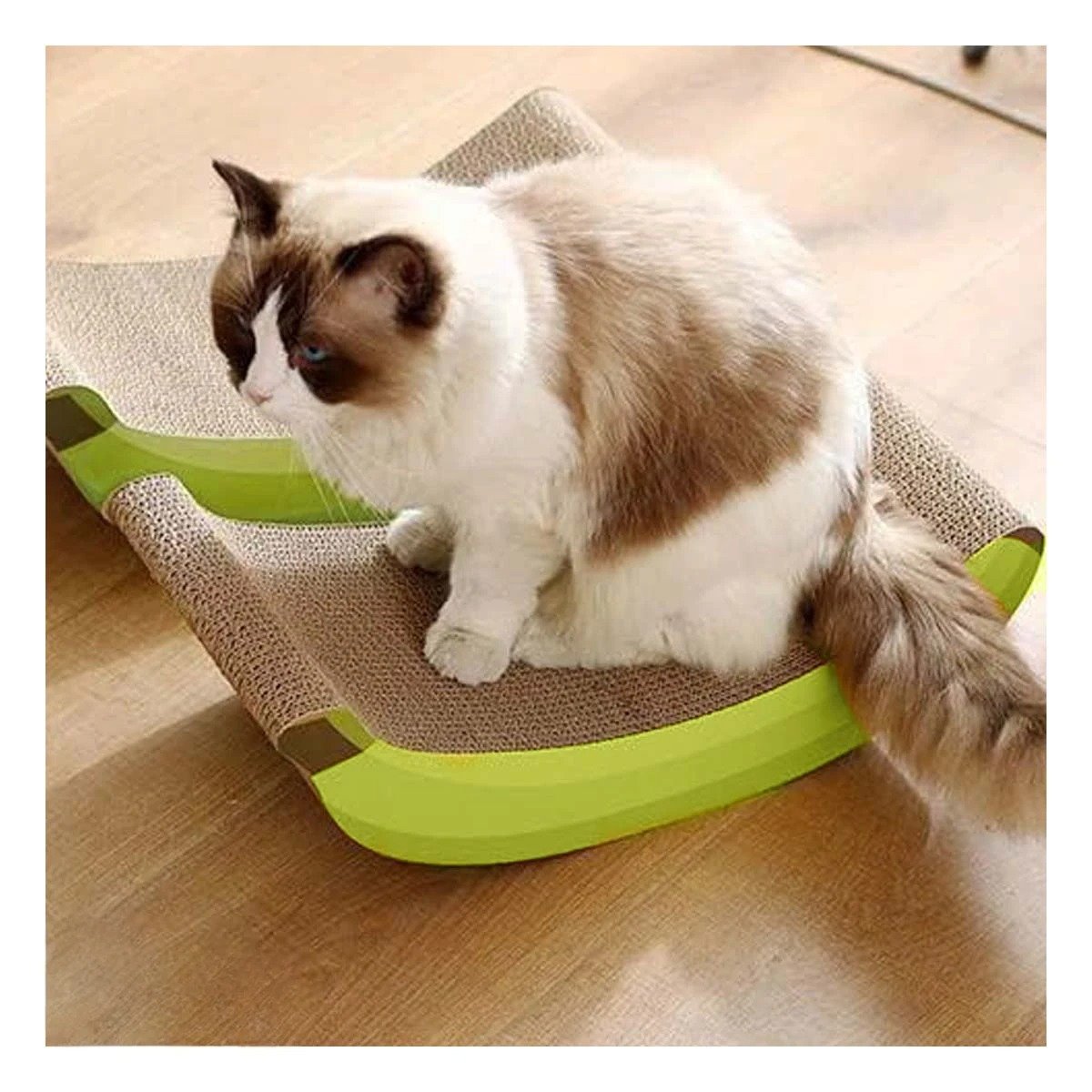 PACK2 RASCADOR PARA GATO EN FORMA DE PLATANO EN MARRON CON BASE DE CARTON FIRME Y+PAPEL REGALO - 2