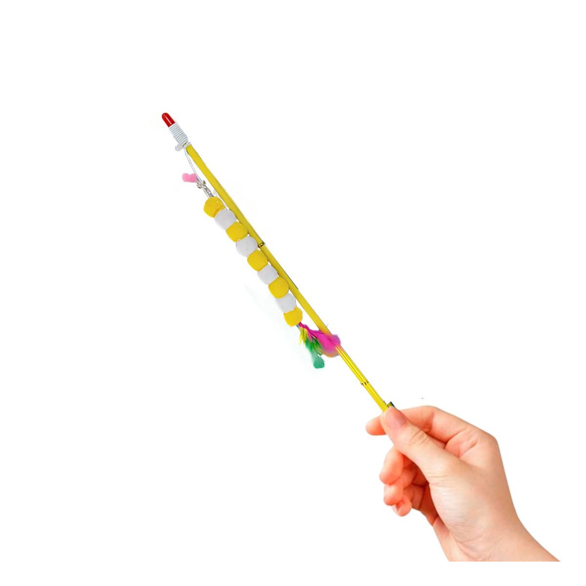 PACK6 ACCESORIO AMARRILLO CON BOLITAS PLASTICO PARA ESTIMULO DIARIO FELINO Y+REGALO STICKER - 2