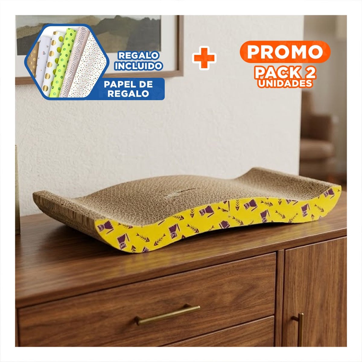 PACK2 REFUGIO PARA GATOS EN FORMA DE C CON SUPERFICIE RESISTENTE Y+PAPEL REGALO - 1