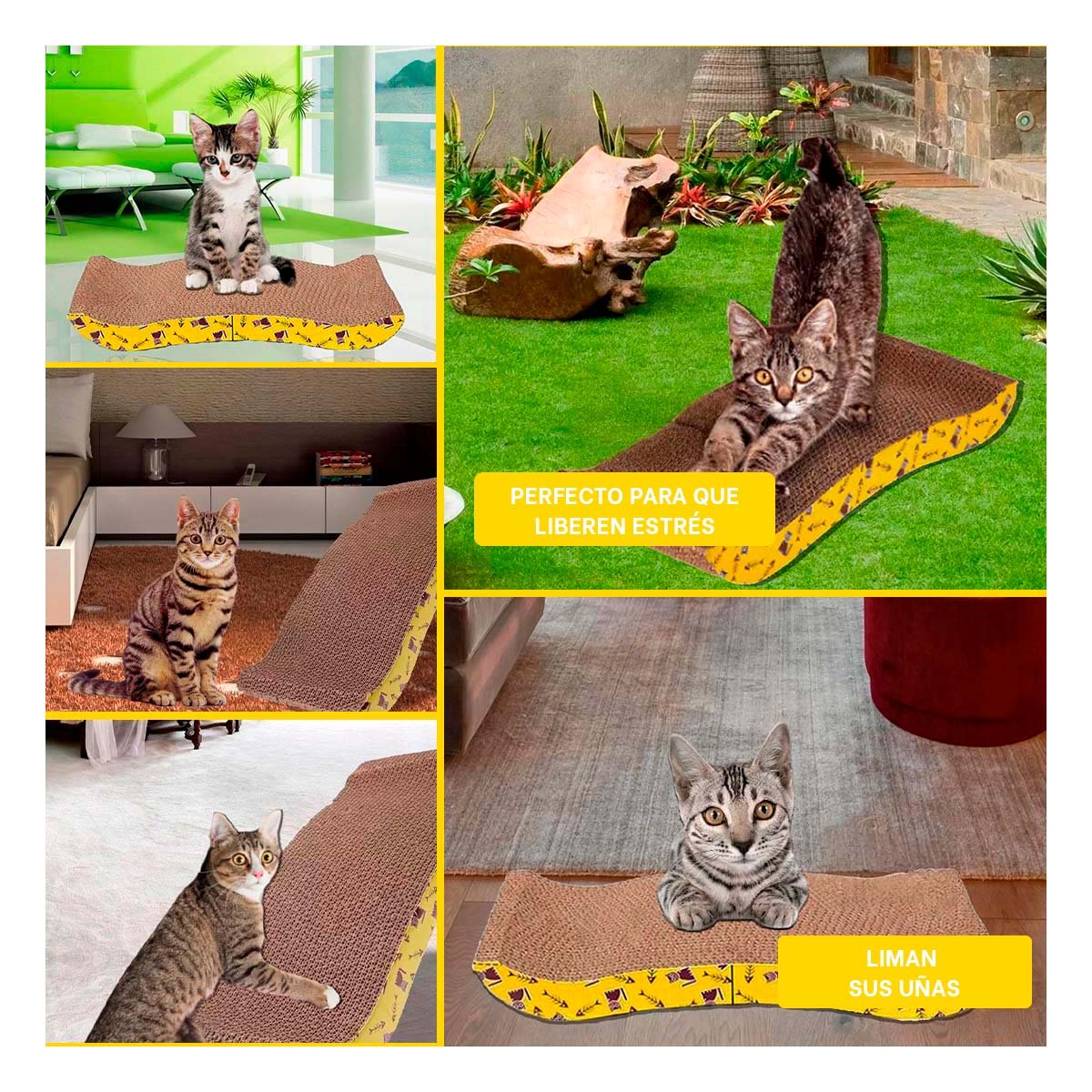 PACK2 REFUGIO PARA GATOS EN FORMA DE C CON SUPERFICIE RESISTENTE Y+PAPEL REGALO - 3