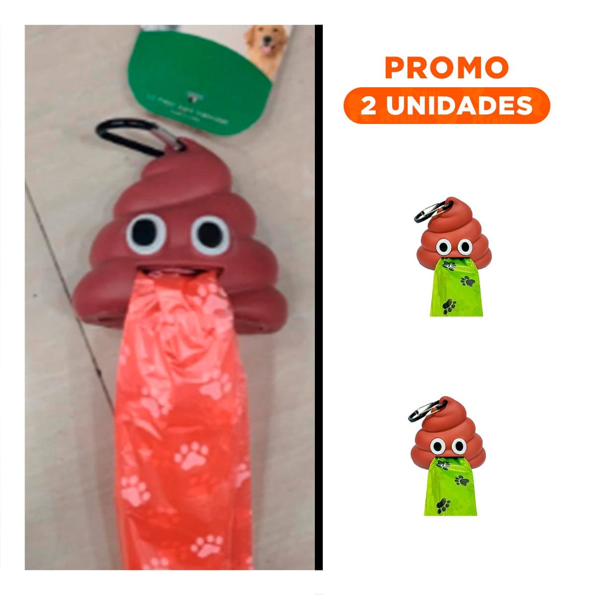 PACK2 CONTENEDOR PORTATIL DE BOLSAS EN FORMA DE POPO MARRON - 1