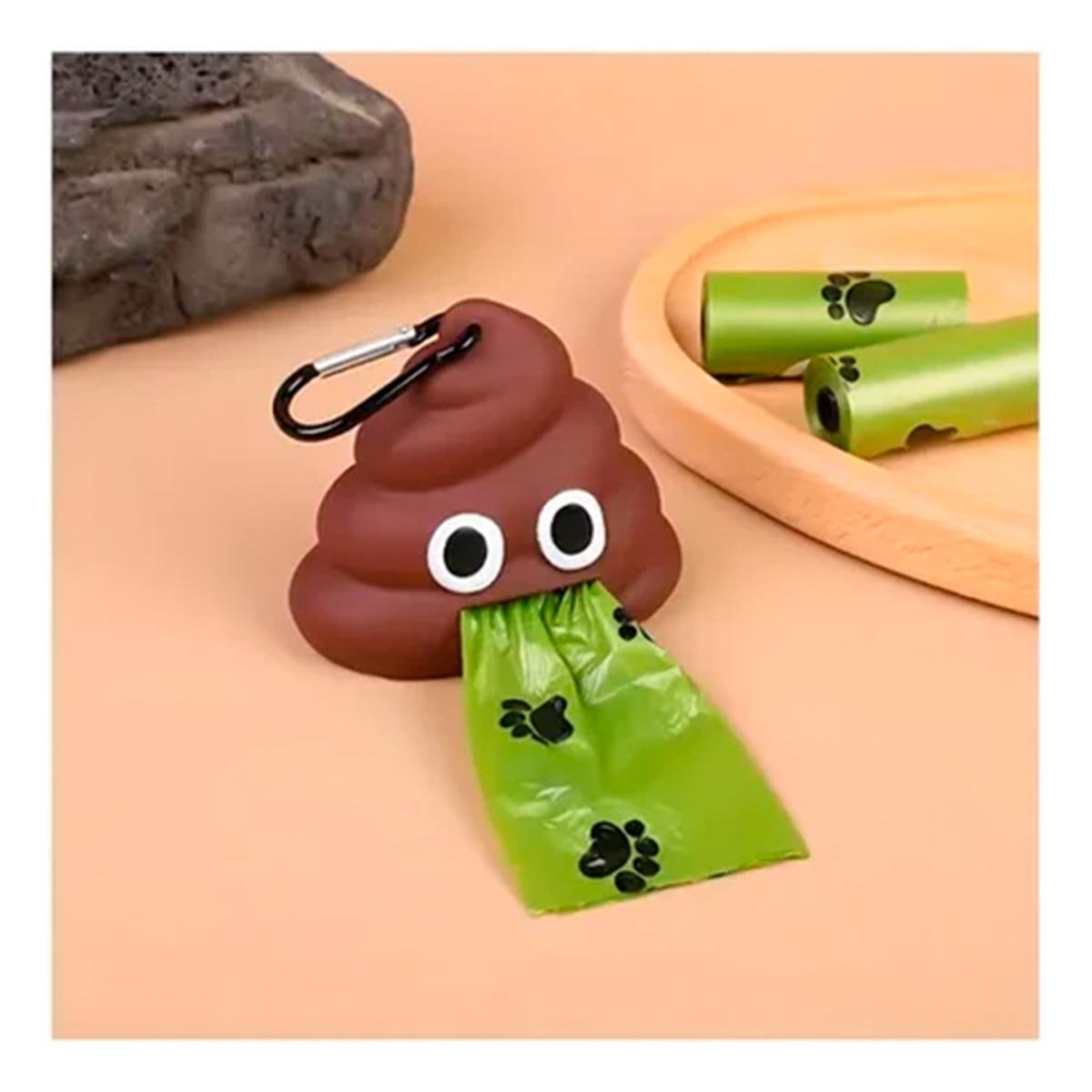 PACK2 CONTENEDOR PORTATIL DE BOLSAS EN FORMA DE POPO MARRON - 3