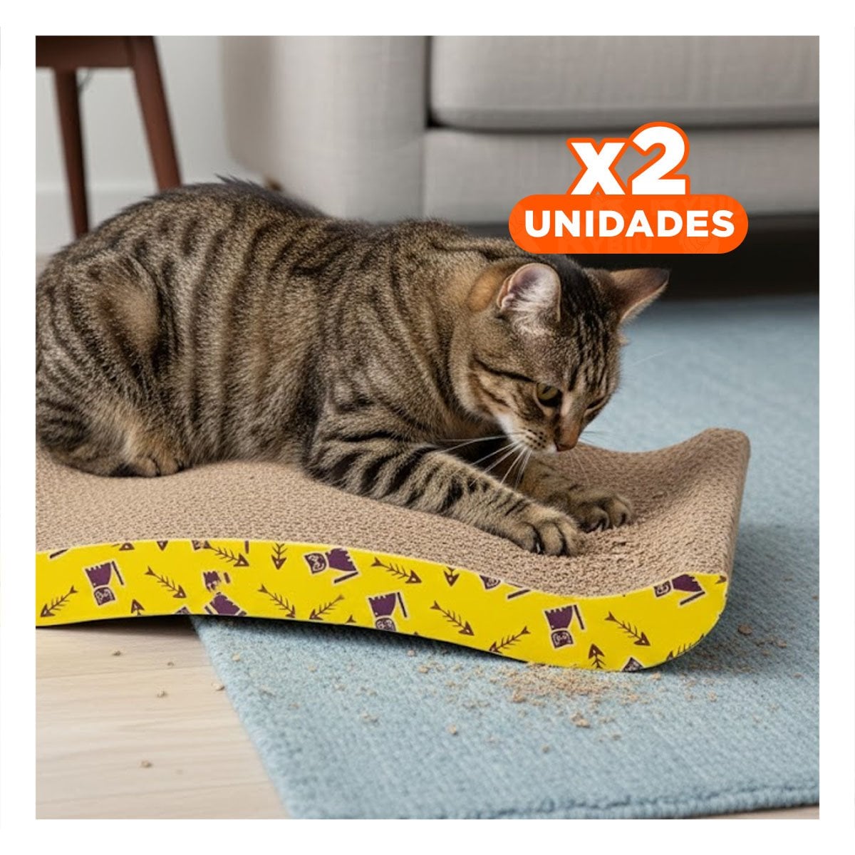 PACK2 ESTANTE PARA GATOS EN FORMA DE C CON ZONA DE RASGADO Y+REGALO STICKER - 1