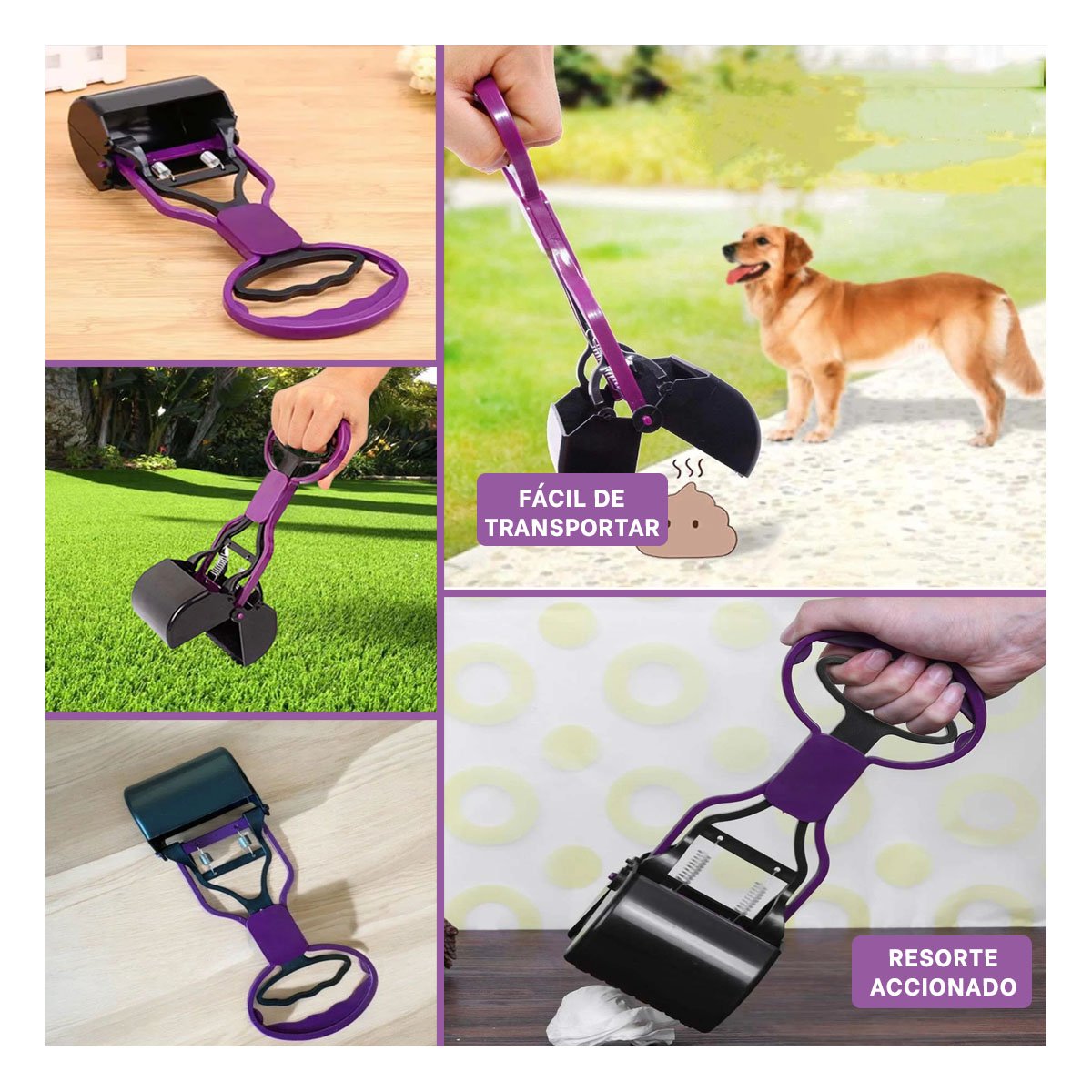 PACK6 RECOLECTOR COMODO MORADO PARA PERROS Y GATOS Y+PAPEL REGALO - 3