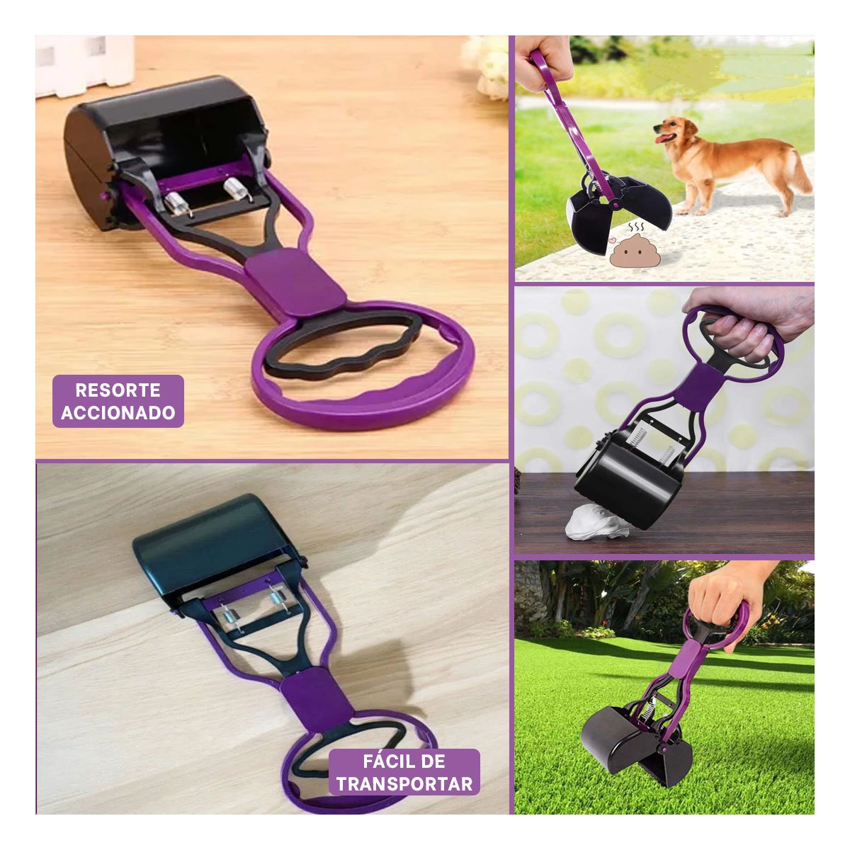 RECOGEDOR RESISTENTE MORADO PARA PERROS Y GATOS - 5